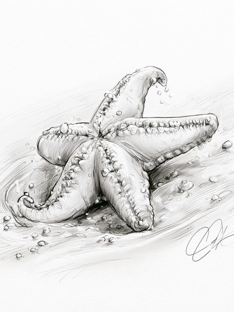 Starfish Sketch Poster. poster — animals art