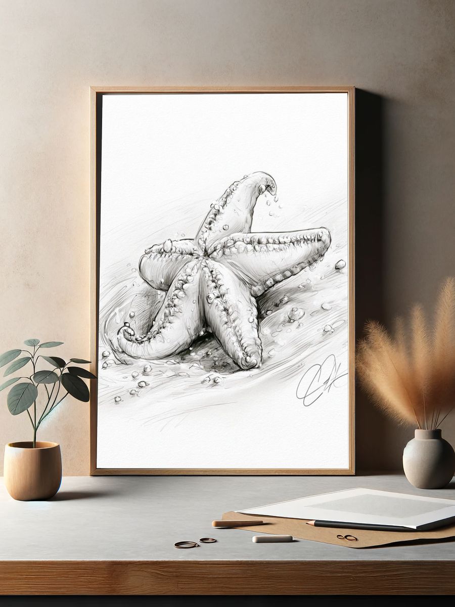 Starfish Sketch Poster. — room view 2