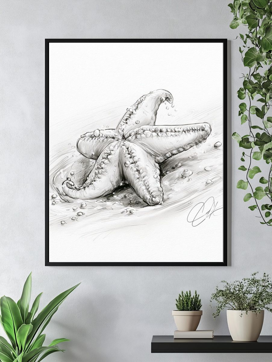 Starfish Sketch Poster. — room view 4