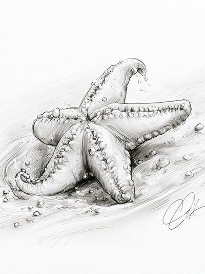 Starfish Sketch Poster. poster print
