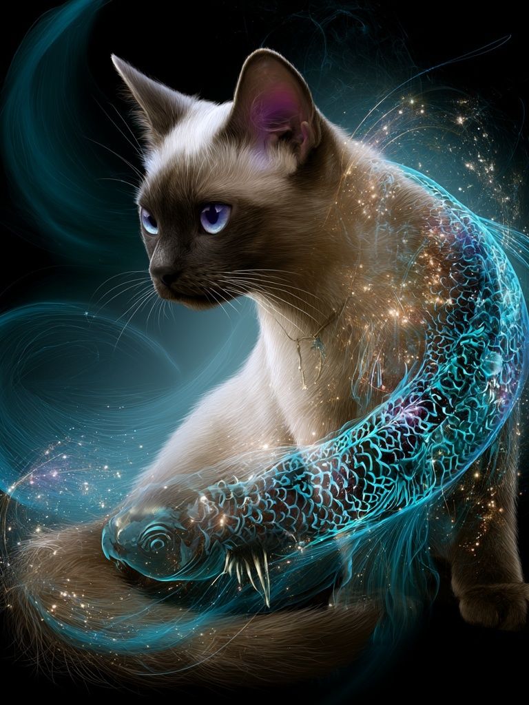 Mystic Siamese Cat Illustration Poster. poster detail