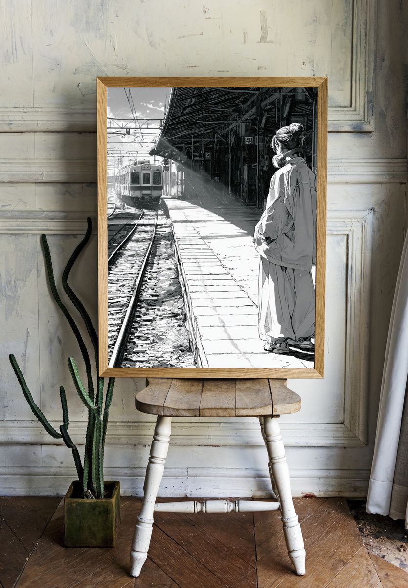 Train Platform Anime Print. room preview