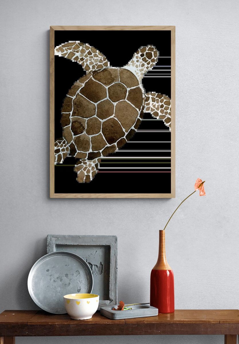 Sparrow on Reed Platform Poster. — room view 3