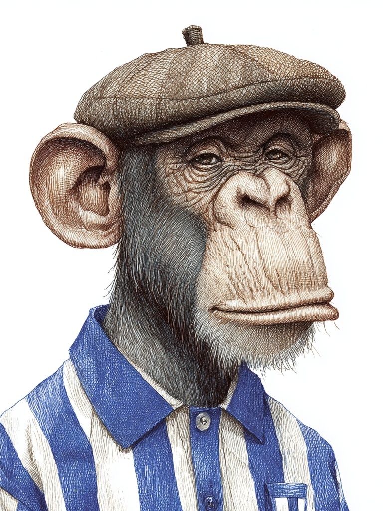 Chimpanzee Portrait Illustration Poster. poster — illustration art