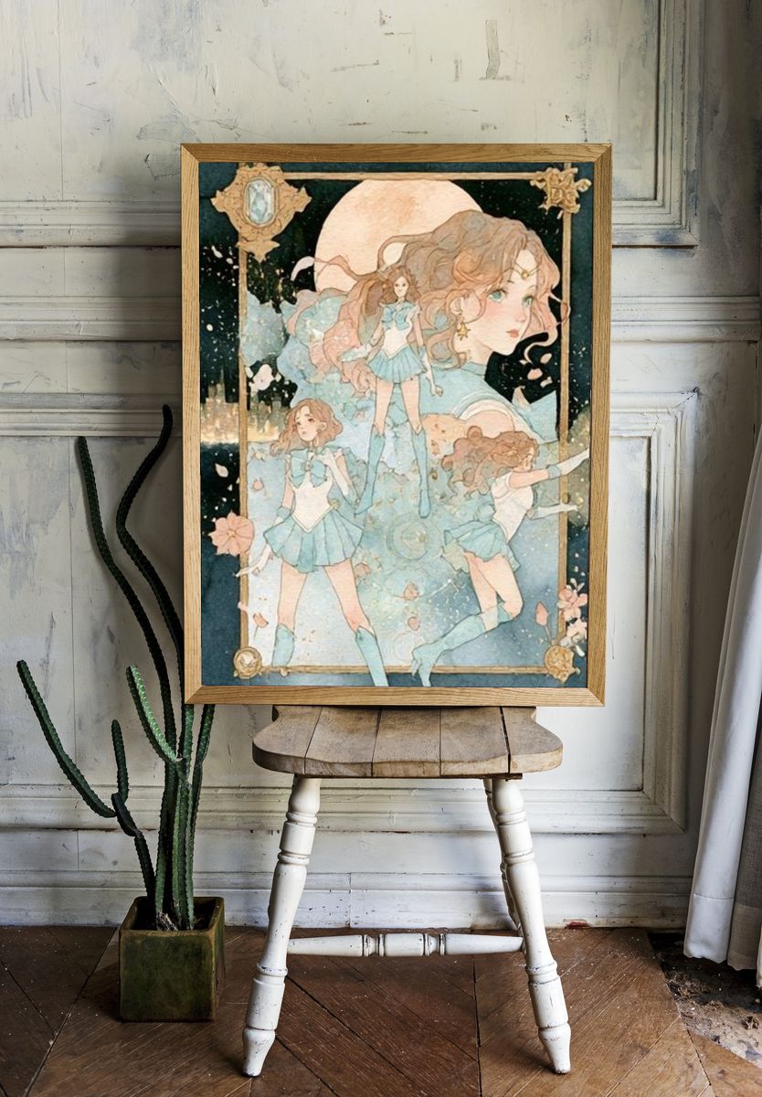 Dreamy Anime Girl Illustration Poster. room preview
