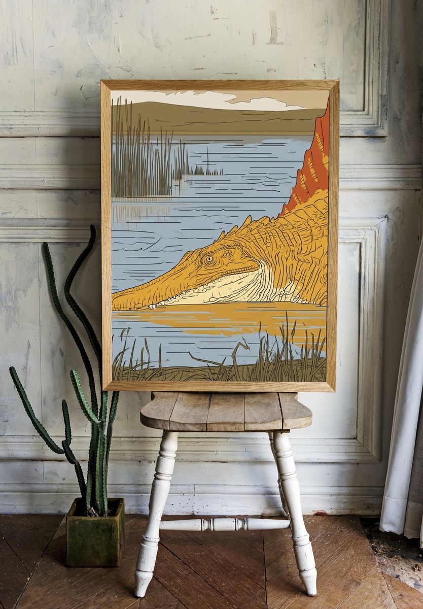 Alligator Lake Illustration Poster. room preview
