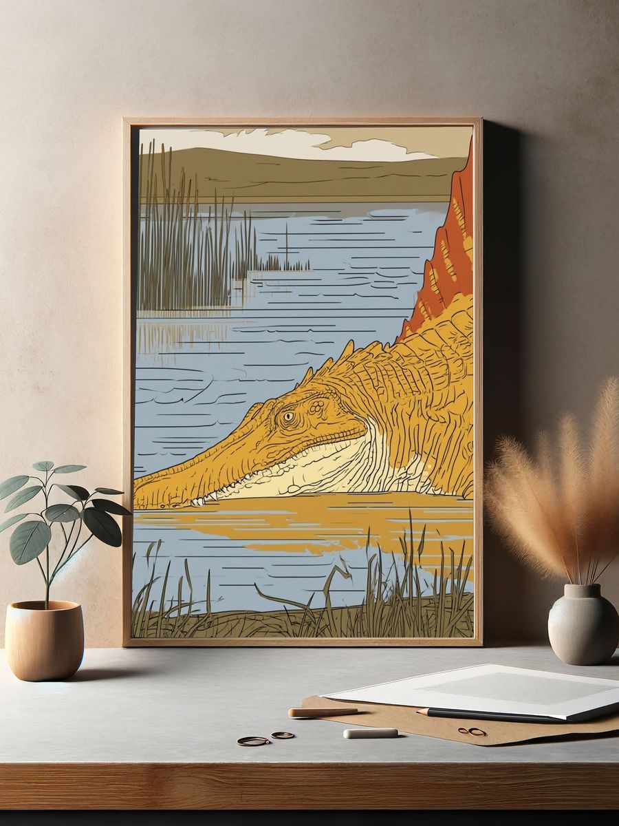 Alligator Lake Illustration Poster. — room view 2