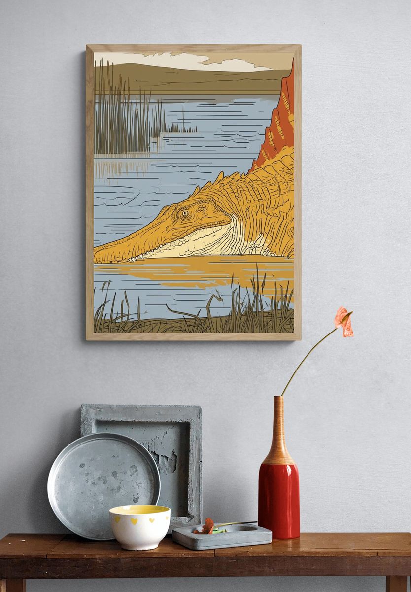 Alligator Lake Illustration Poster. — room view 3