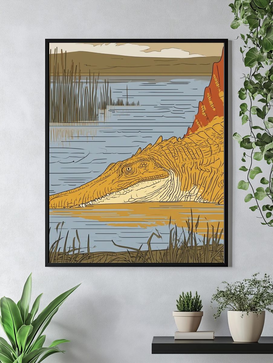 Alligator Lake Illustration Poster. — room view 4
