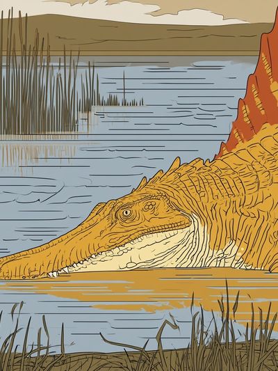 Alligator Lake Illustration Poster.
