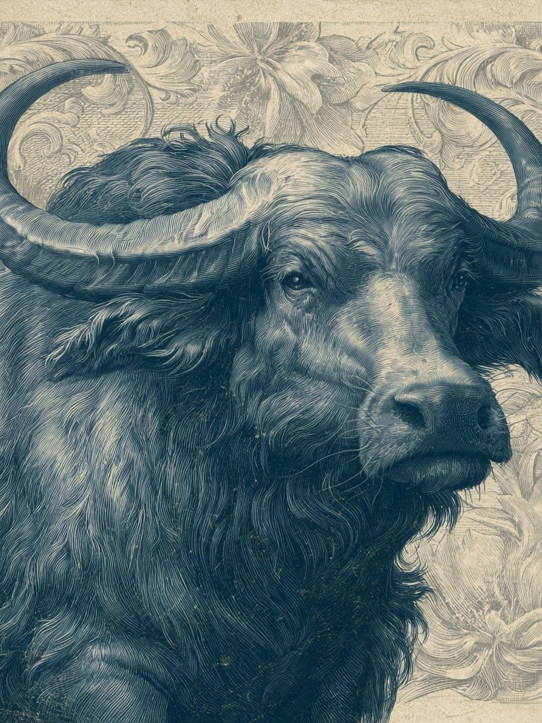 Majestic Buffalo Vintage Print. poster detail