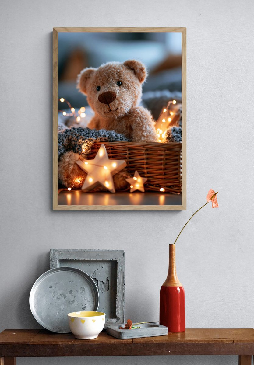 Teddy Bear Cozy Lights Poster. — room view 3