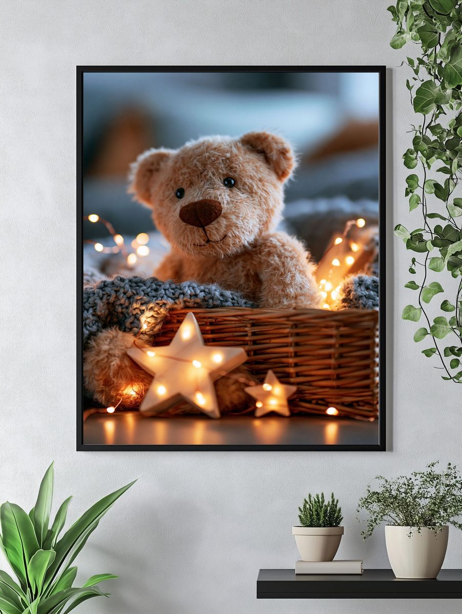 Teddy Bear Cozy Lights Poster. — room view 4