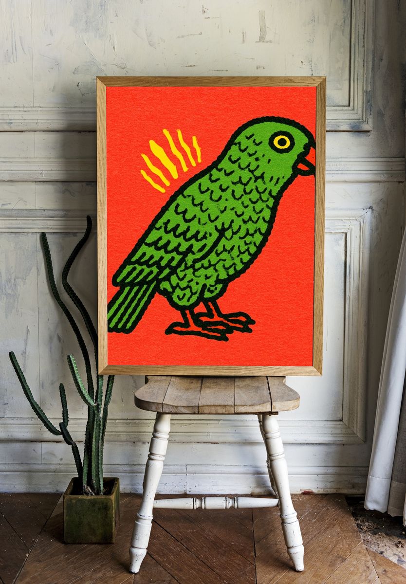 Green Parrot Illustration Poster. room preview