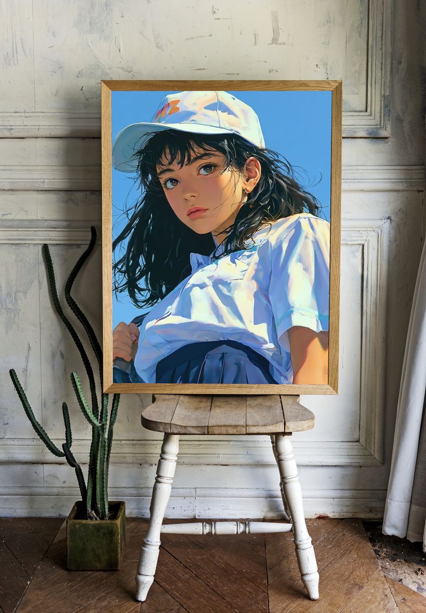 Blue Sky Girl Portrait Print. — room view 1