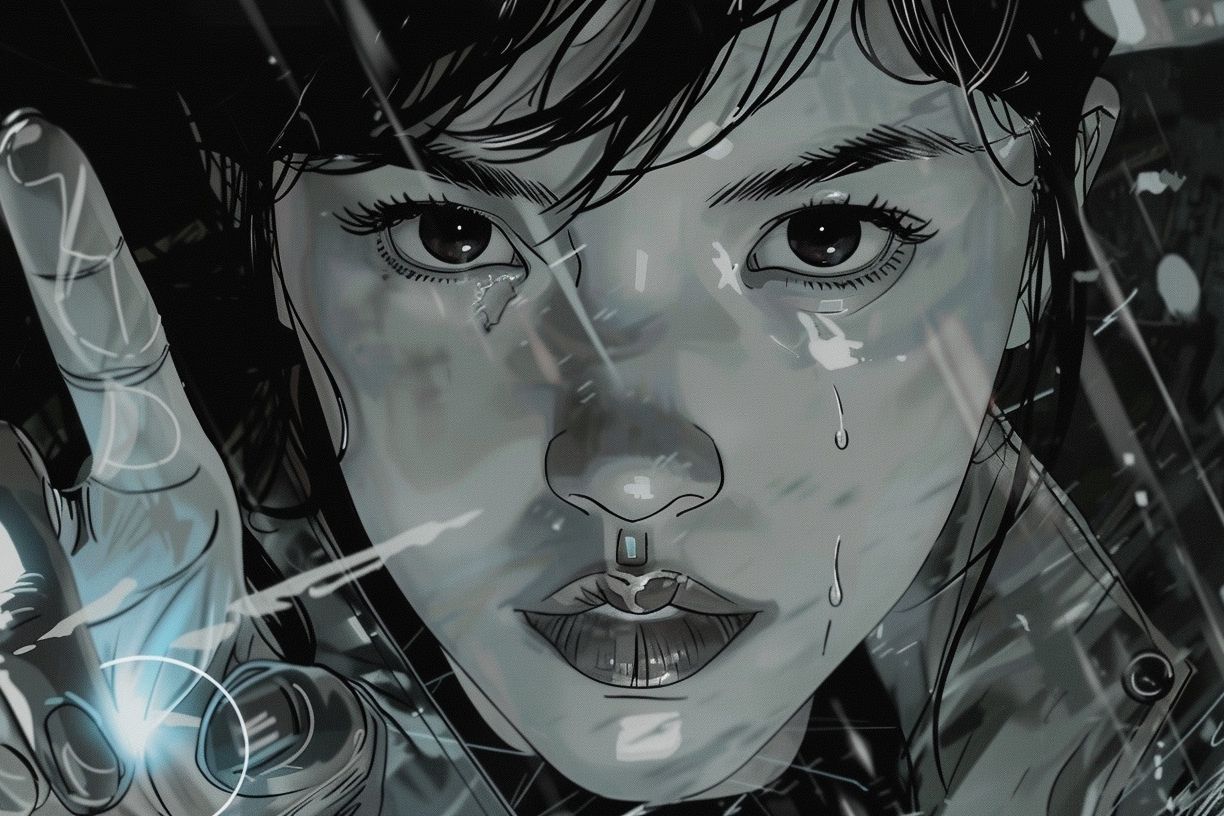 Crying Girl Digital Art Poster. poster — anime art