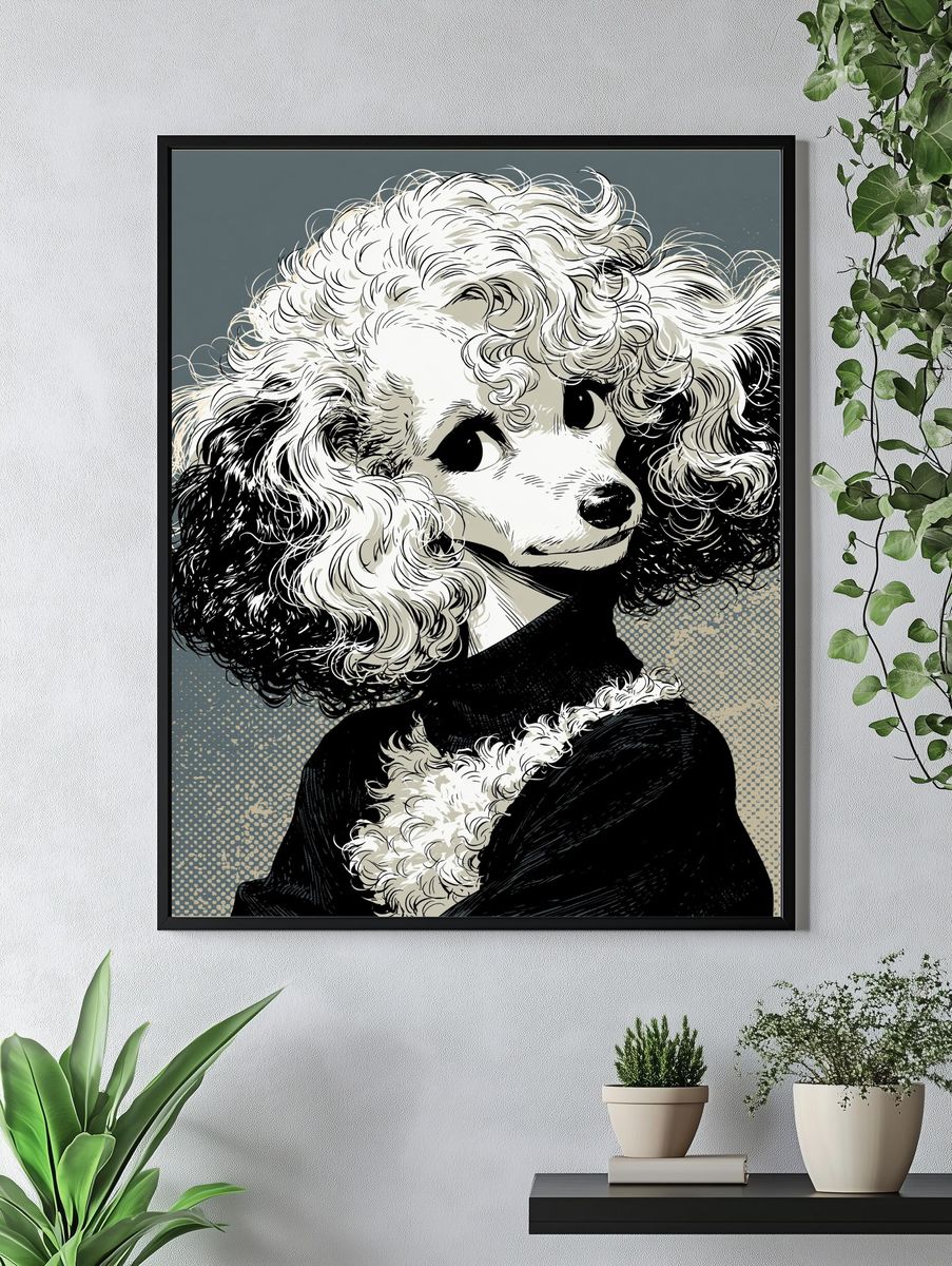 Poodle Portrait Illustration Poster. — room view 4