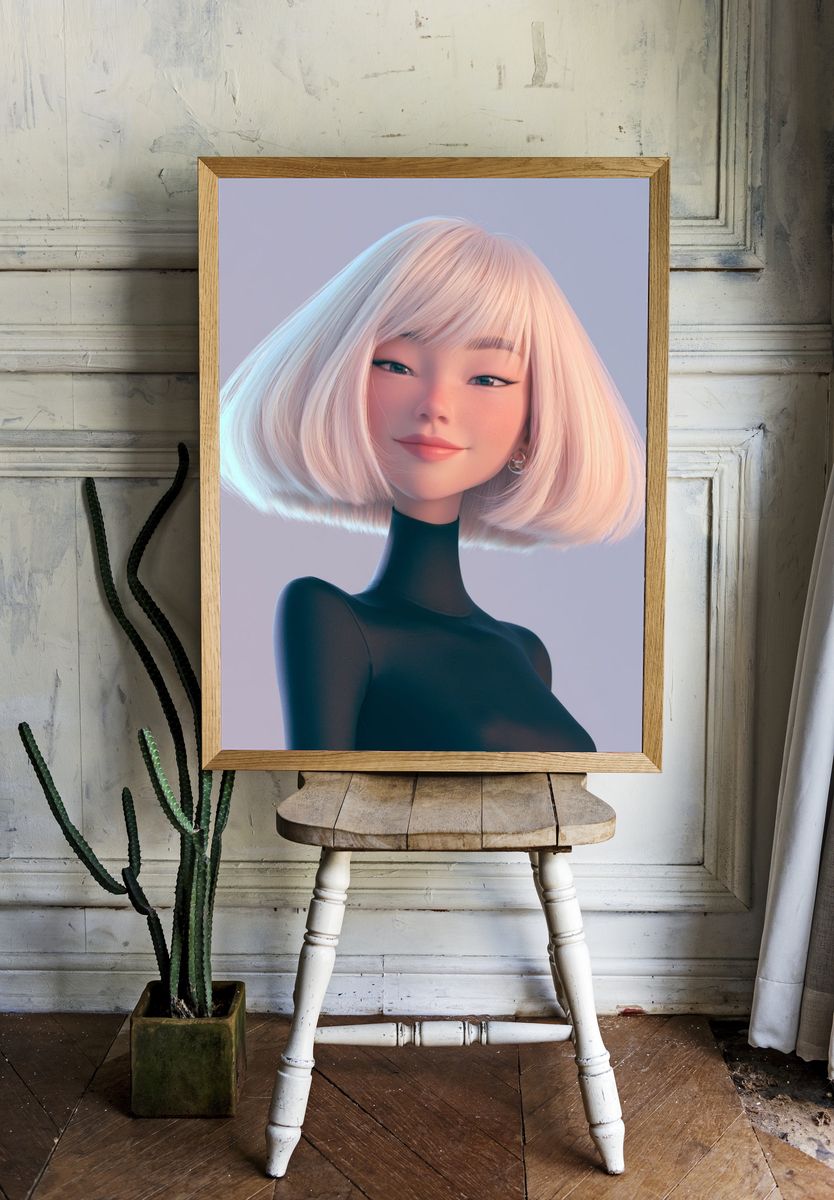 Pastel Anime Portrait Poster. room preview
