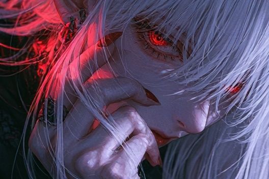 White-Haired Anime Portrait Poster. poster detail