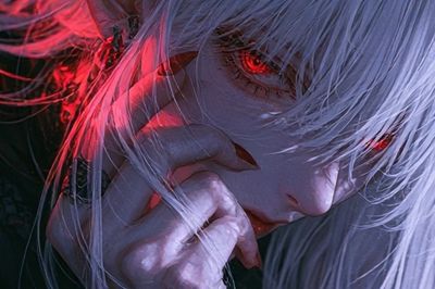 White-Haired Anime Portrait Poster. poster