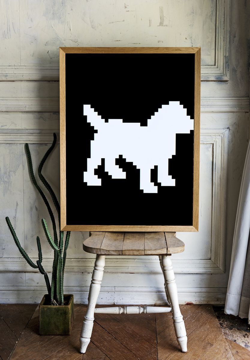 Pixel Dog Silhouette Poster. room preview