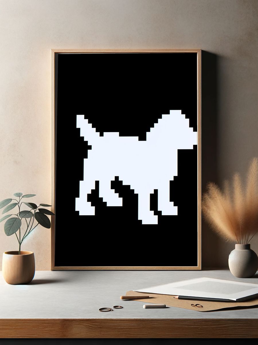 Pixel Dog Silhouette Poster. — room view 2
