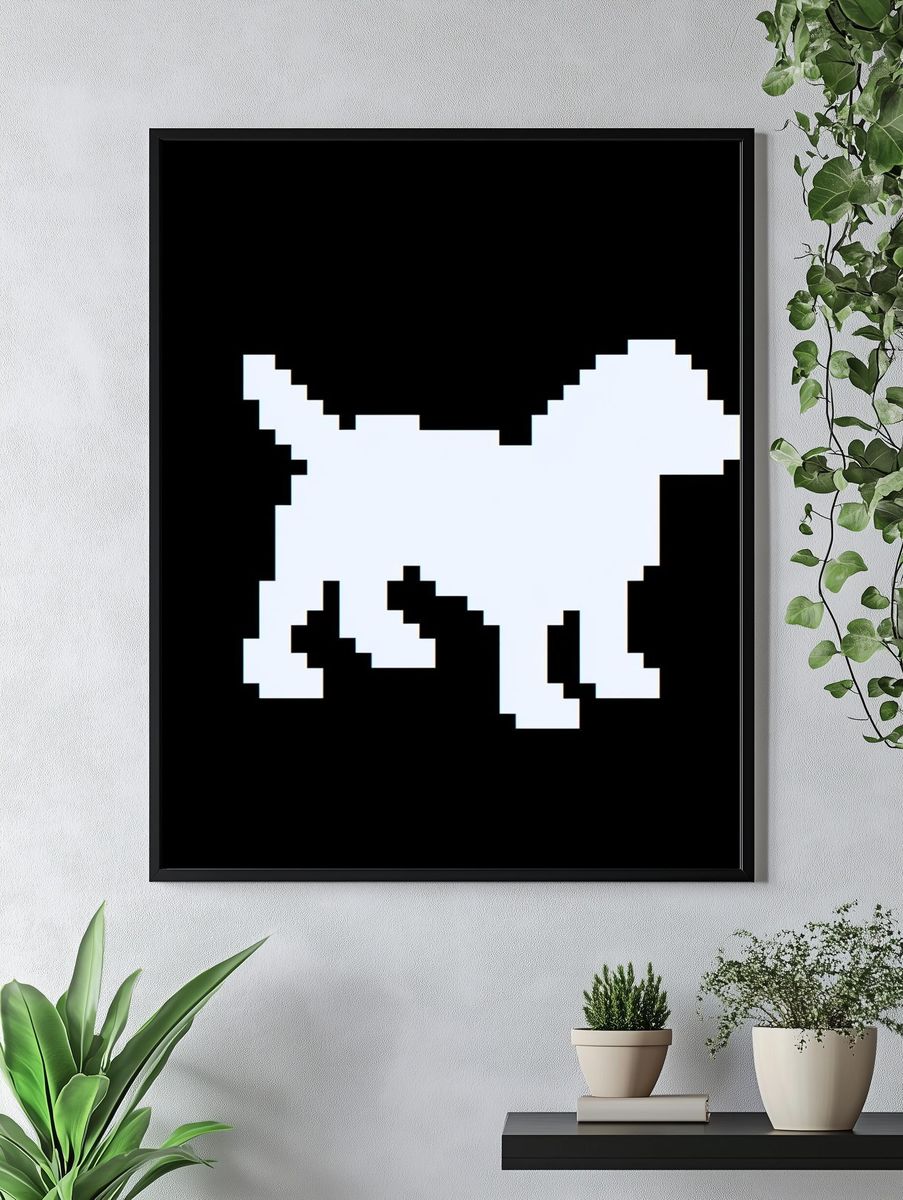 Pixel Dog Silhouette Poster. — room view 4
