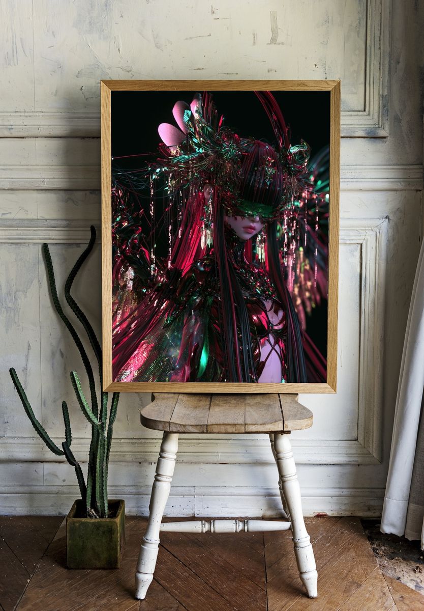 Cyberpunk Anime Portrait Poster. room preview