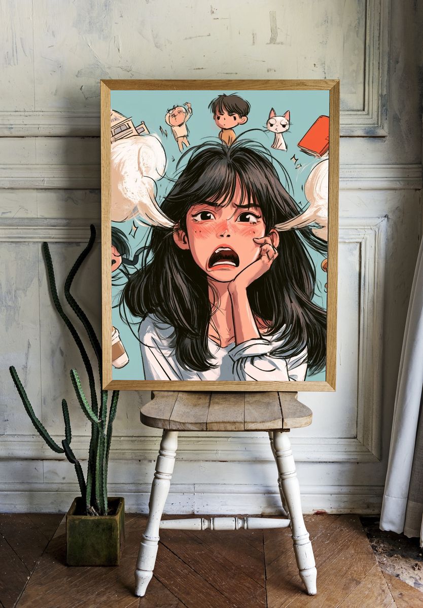 Anxious Girl Illustration Poster. room preview