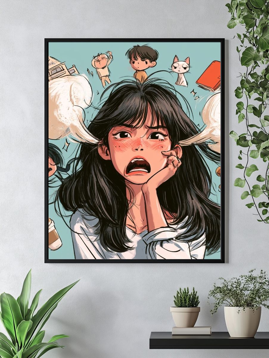 Anxious Girl Illustration Poster. — room view 4