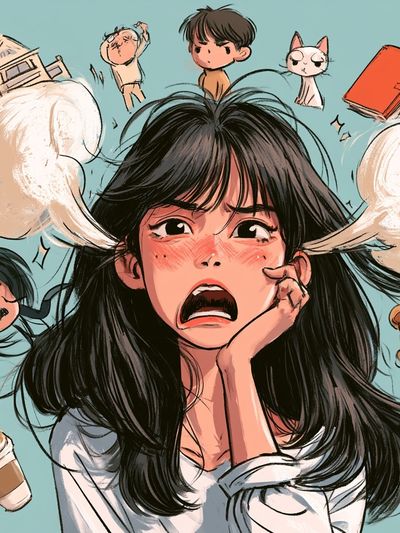 Anxious Girl Illustration Poster.