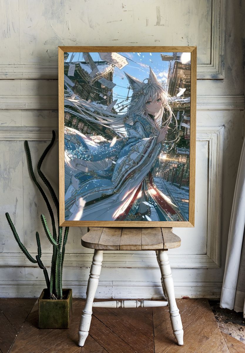 Fox-Eared Girl Fantasy Poster. — room view 1