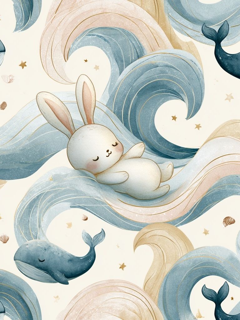 Whale and Bunny Nursery Print. poster — animals art
