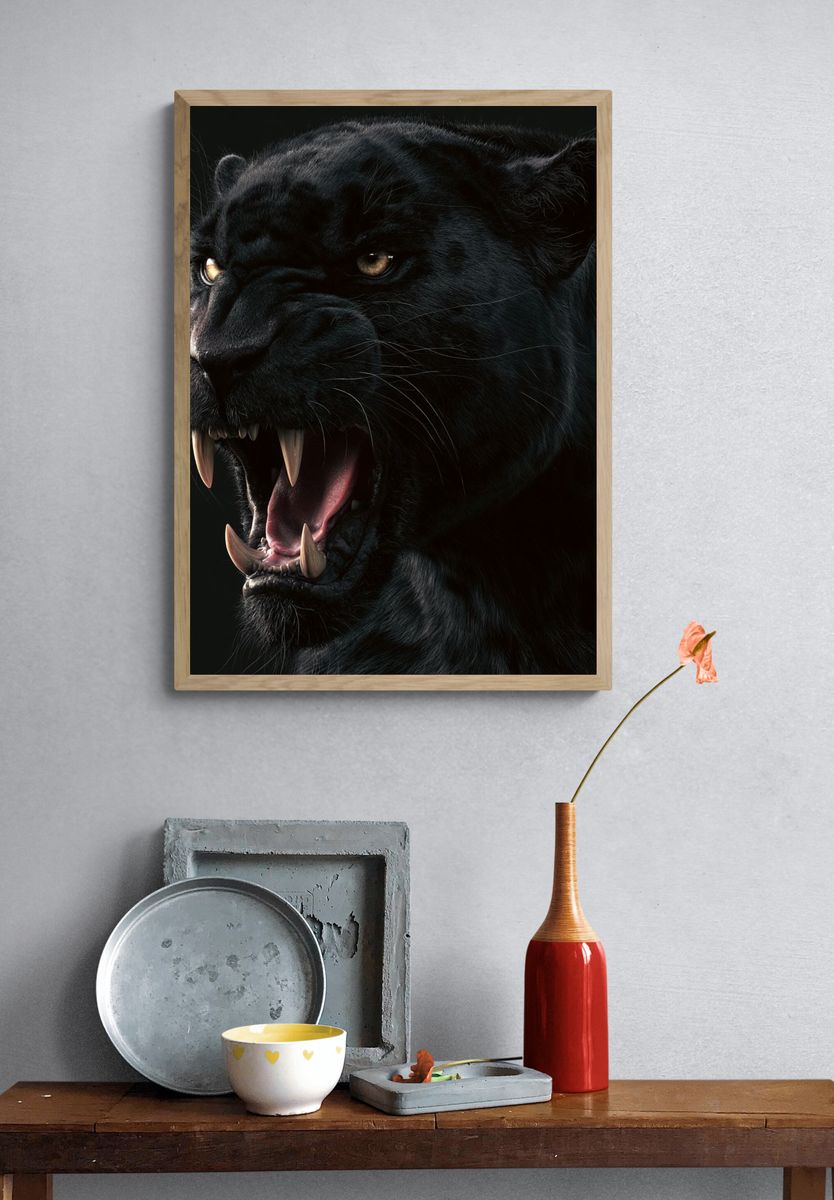 Black Panther Roar Photography Poster. — room view 3