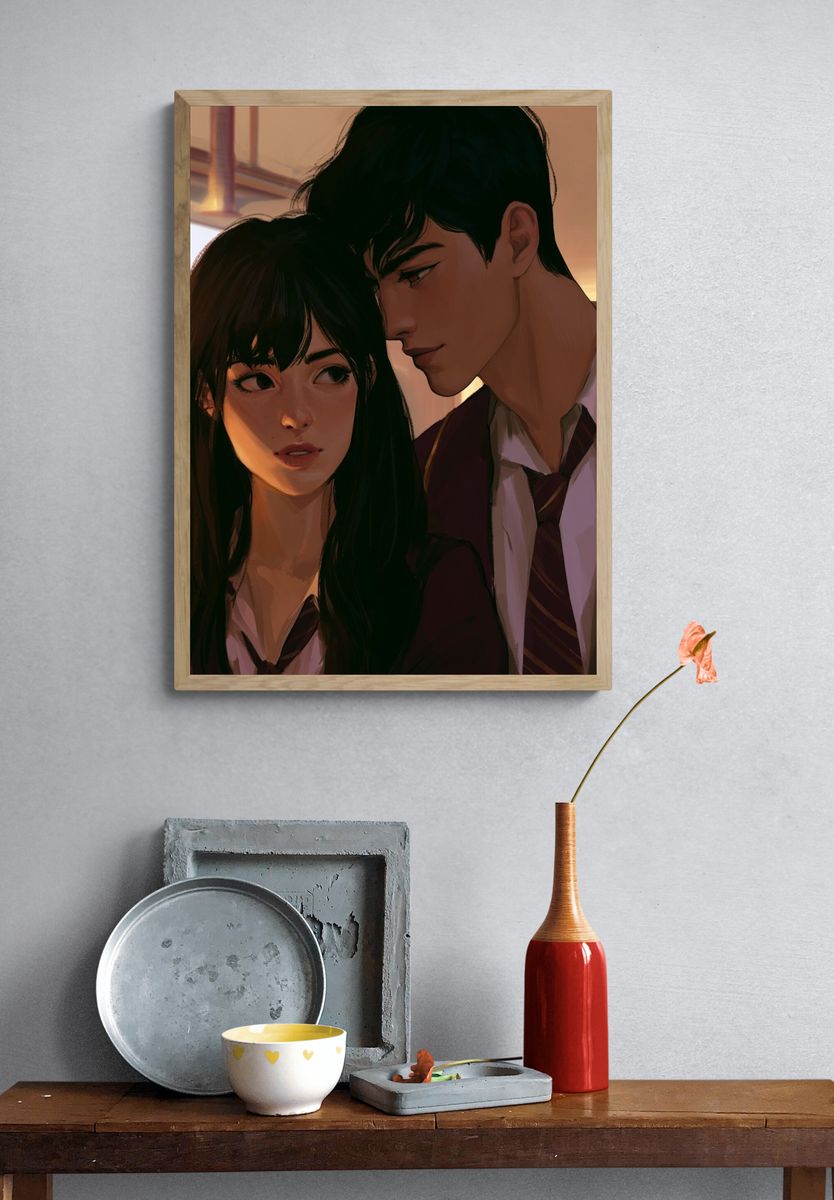 Anime School Romance Poster. — room view 3