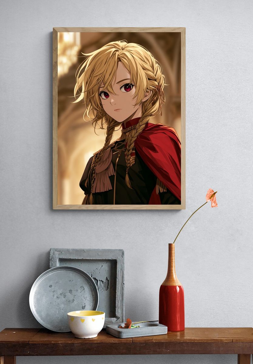 Blonde Anime Noble Portrait Poster. — room view 3