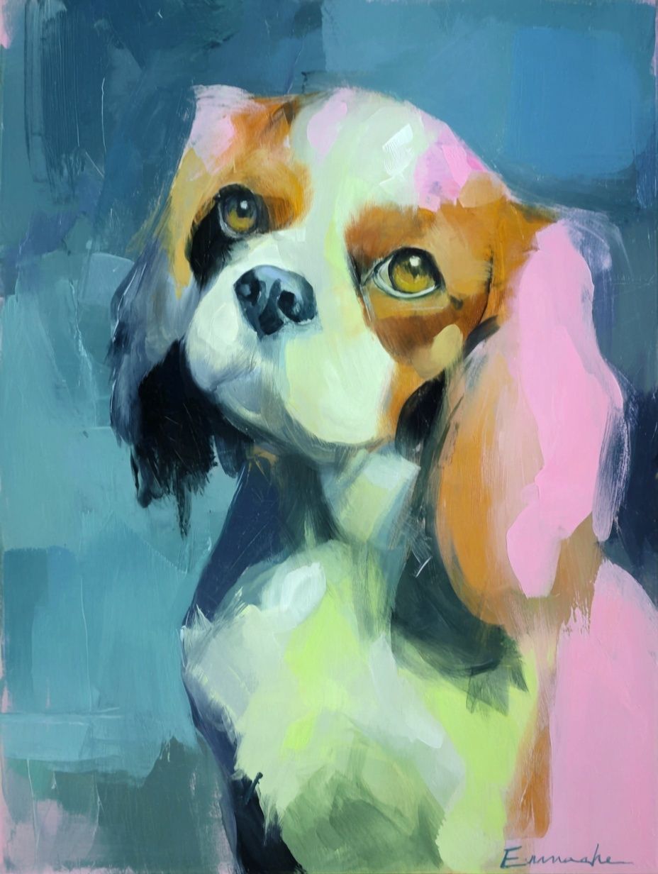 Colorful Beagle Portrait Print. poster detail