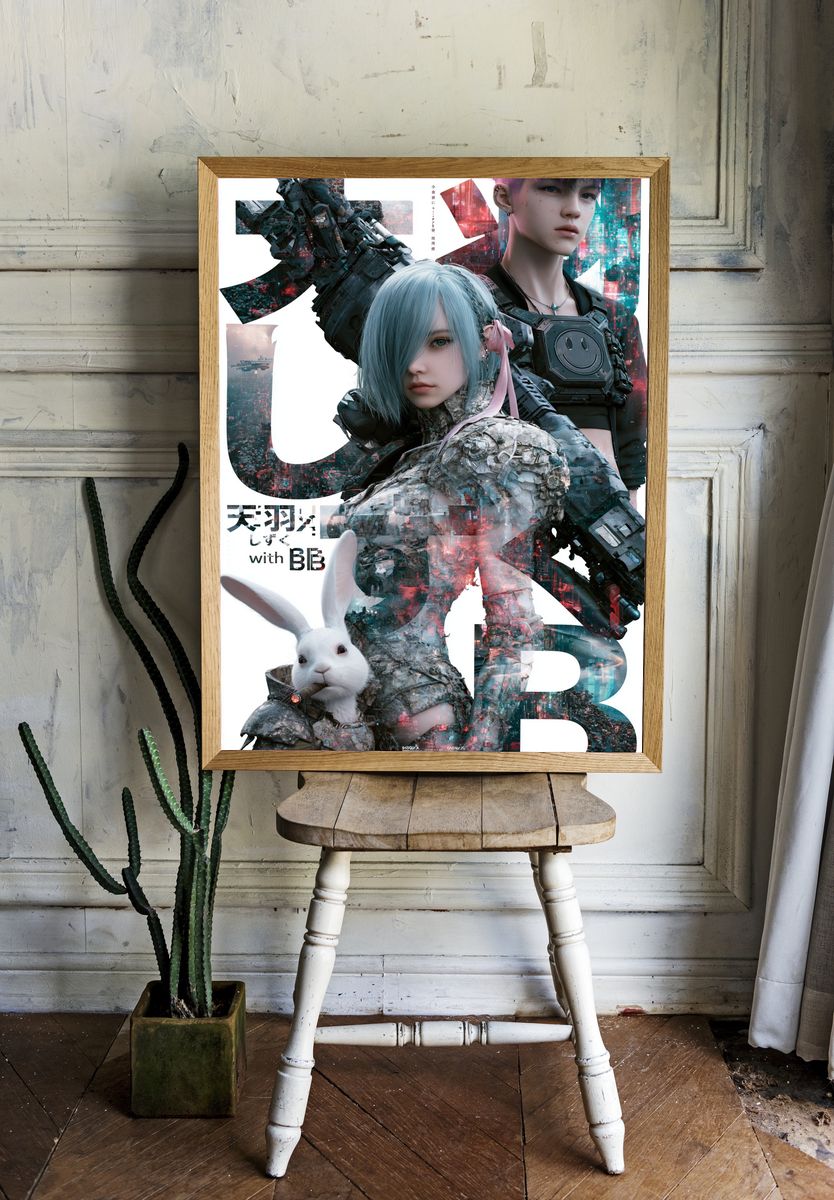 Cyberpunk Anime Duo Poster. room preview