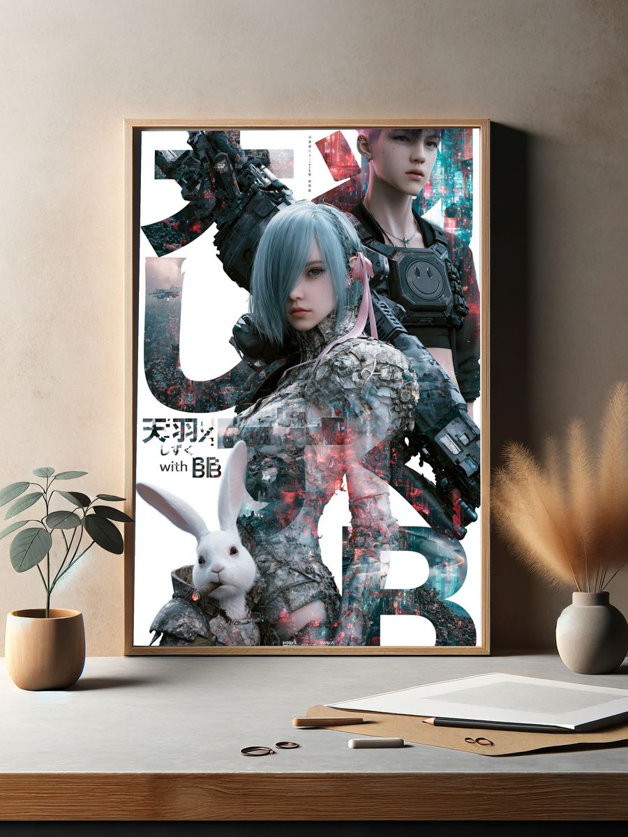 Cyberpunk Anime Duo Poster. — room view 2