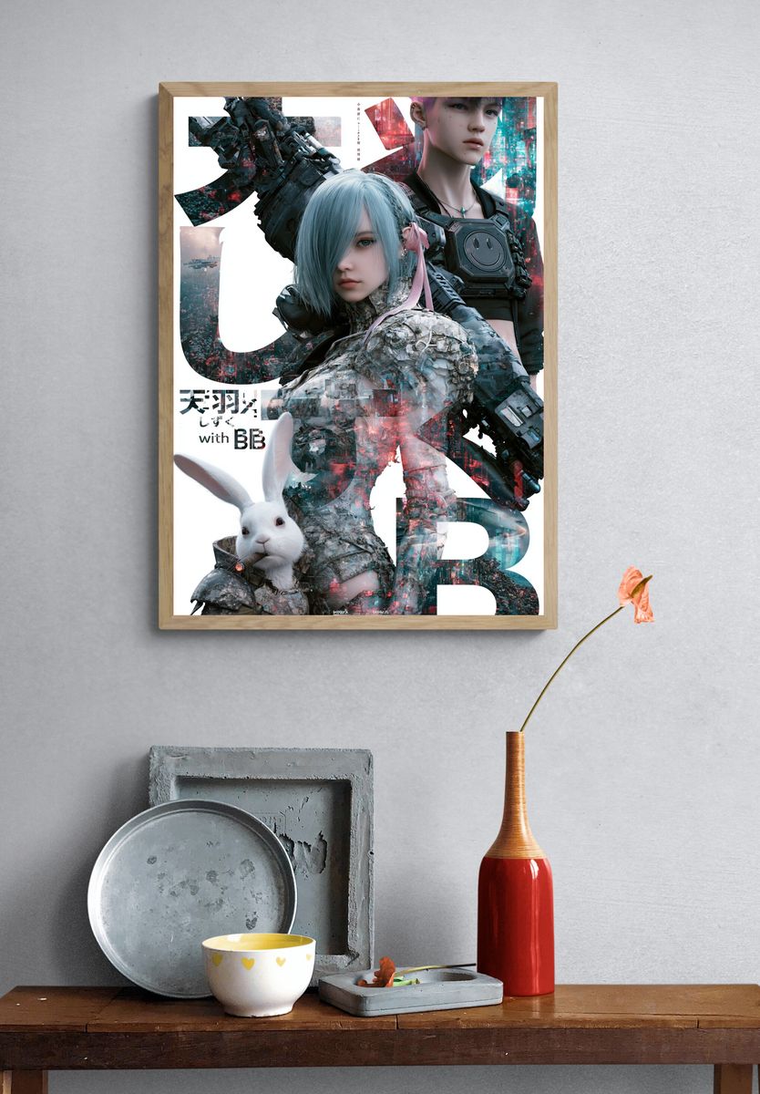 Cyberpunk Anime Duo Poster. — room view 3