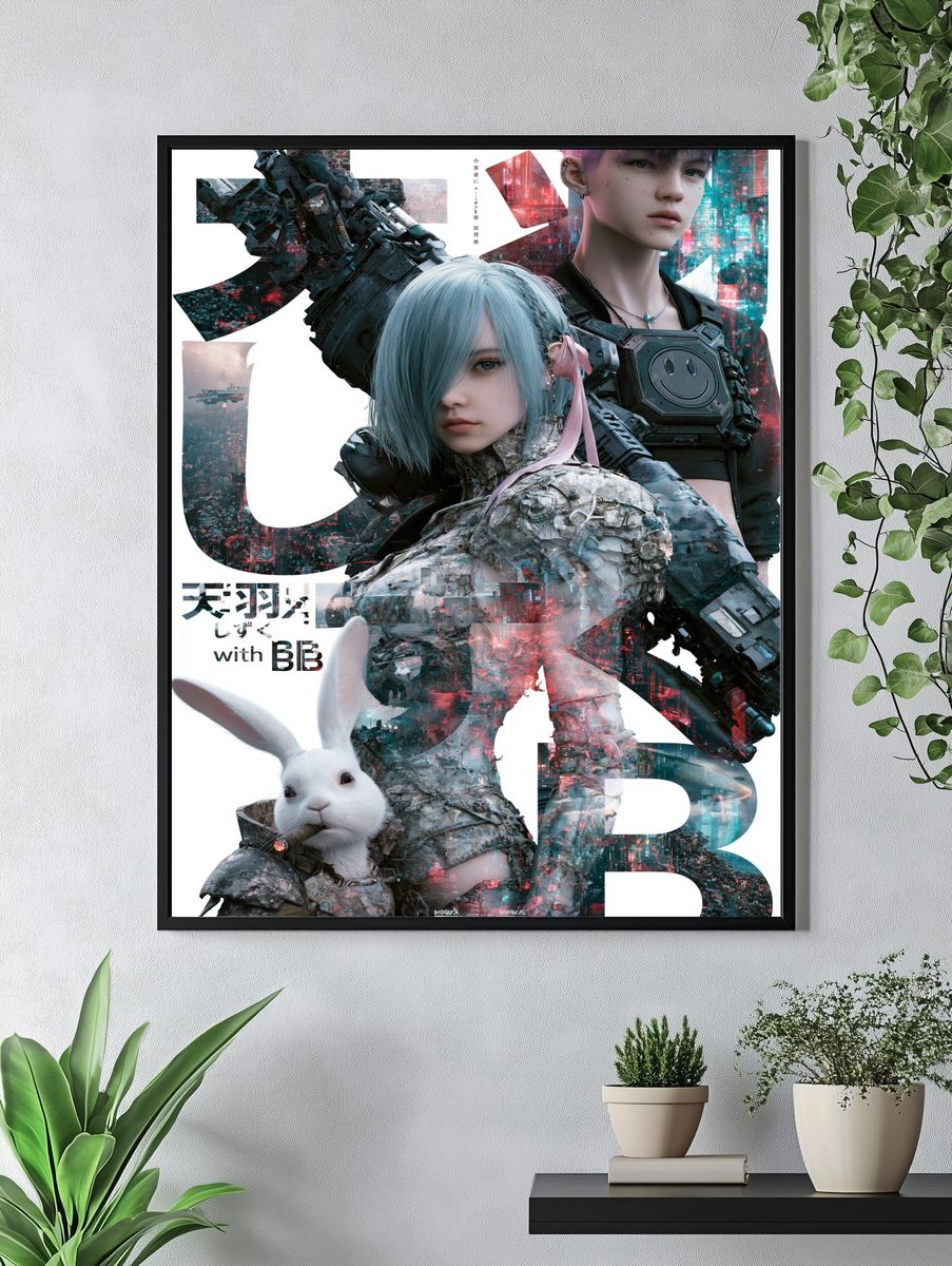 Cyberpunk Anime Duo Poster. — room view 4