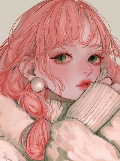Pink-Haired Girl Illustration Poster.