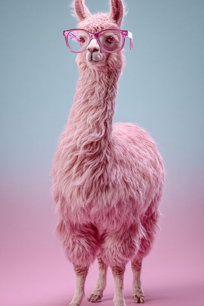 Pink Llama with Glasses Poster. poster print