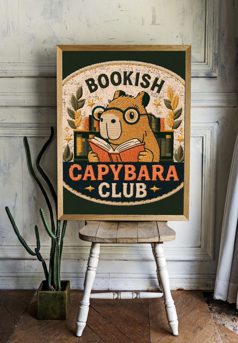 Bookish Capybara Club Poster. room preview