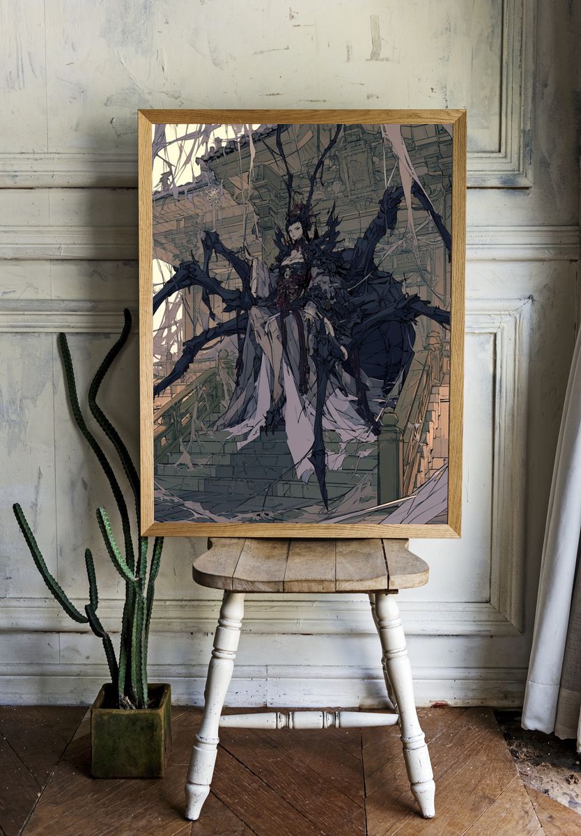 Spider Queen Gothic Anime Poster. room preview