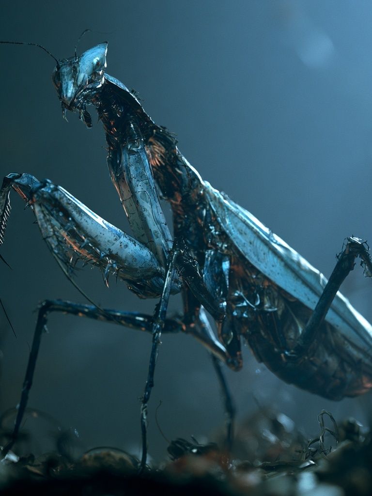 Praying Mantis Macro Photography Poster. poster detail