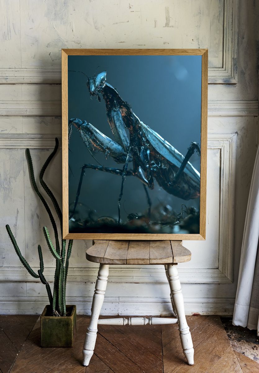Praying Mantis Macro Photography Poster. room preview
