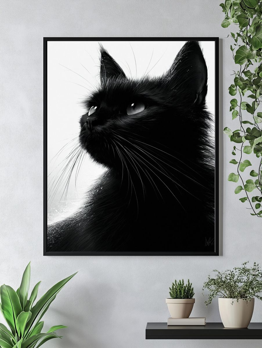 Black Cat Portrait Photography Poster. — room view 4