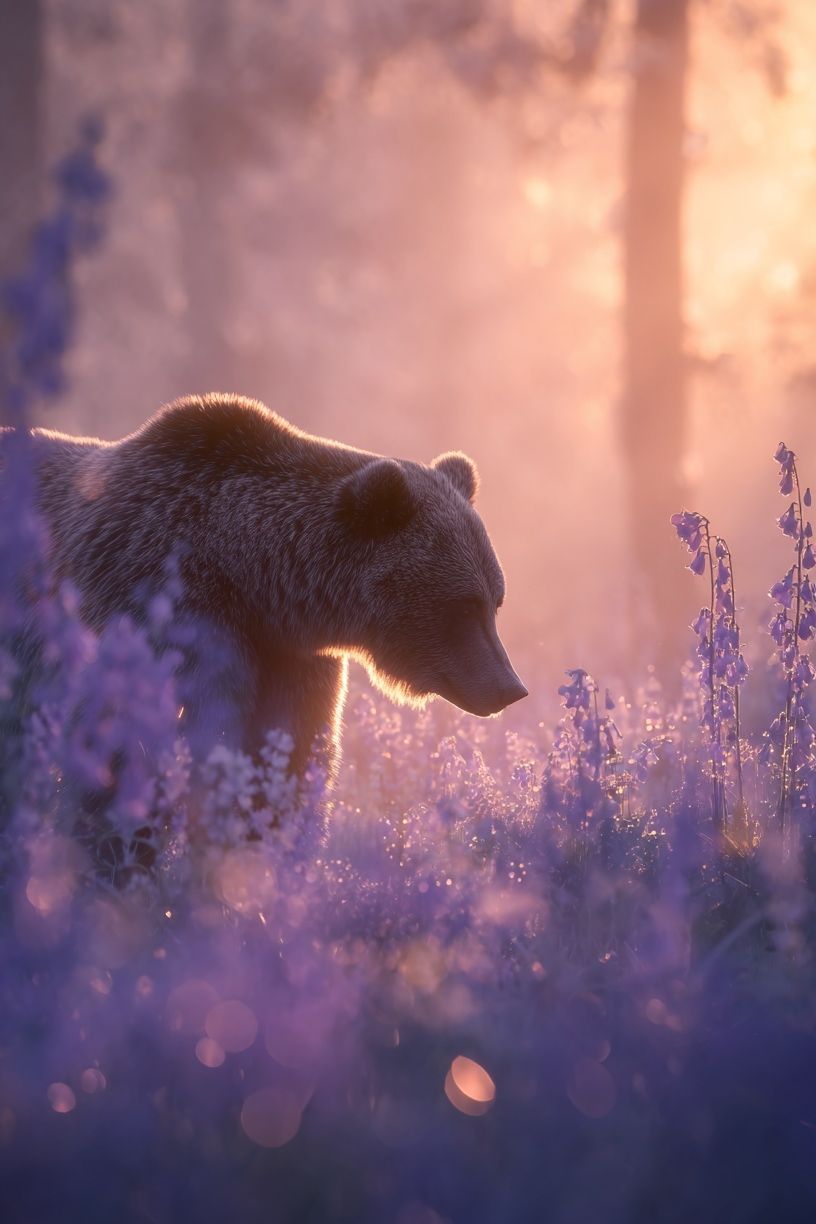 Bear in Lavender Light Poster. poster detail