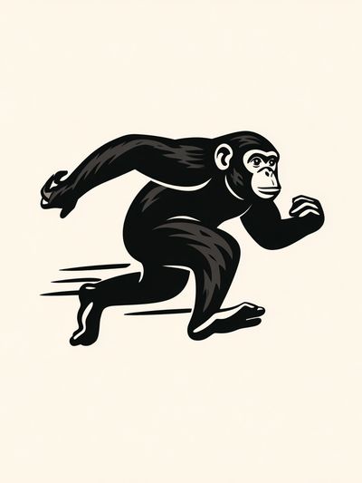 Running Chimpanzee Illustration Poster. poster print